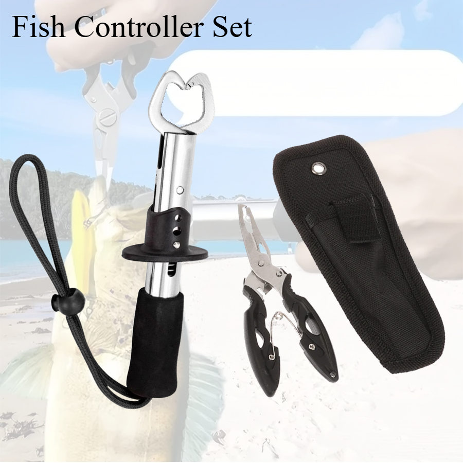 Fishing Hook Stainless Steel - 2 個の魚コントローラーセット含む 1 個の釣りトングと 1 個のステンレス鋼の釣り針リムーバー高品質の漁具ツール