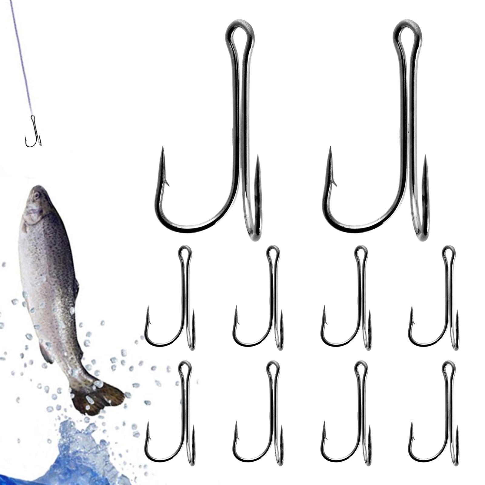 Fishing Hook Treble - バーブ付きフィッシュフック 10個入り 高炭素鋼 トレブルフック 脱走防止 フロッグルアー