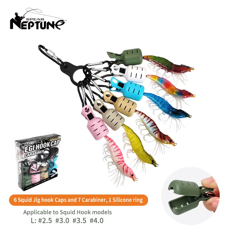 カラフルなイカジグフックキャッププロテクターキット6個セット - Fishing Hook Jig のレビューと価格