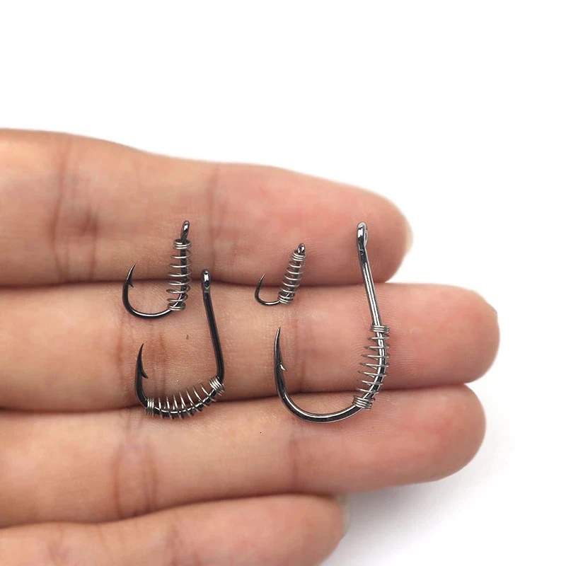 10-60個入り高炭素鋼スプリングフィッシュフック、バーブ付 - Fishing Hook Circle のレビューと価格
