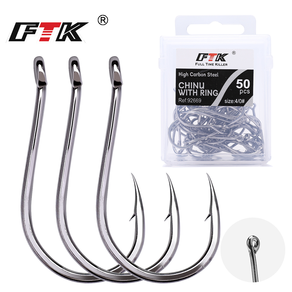 FTK CHINU リング付きバーブ付きフィッシュフック 1 - Fishing Hook Offset のレビューと価格
