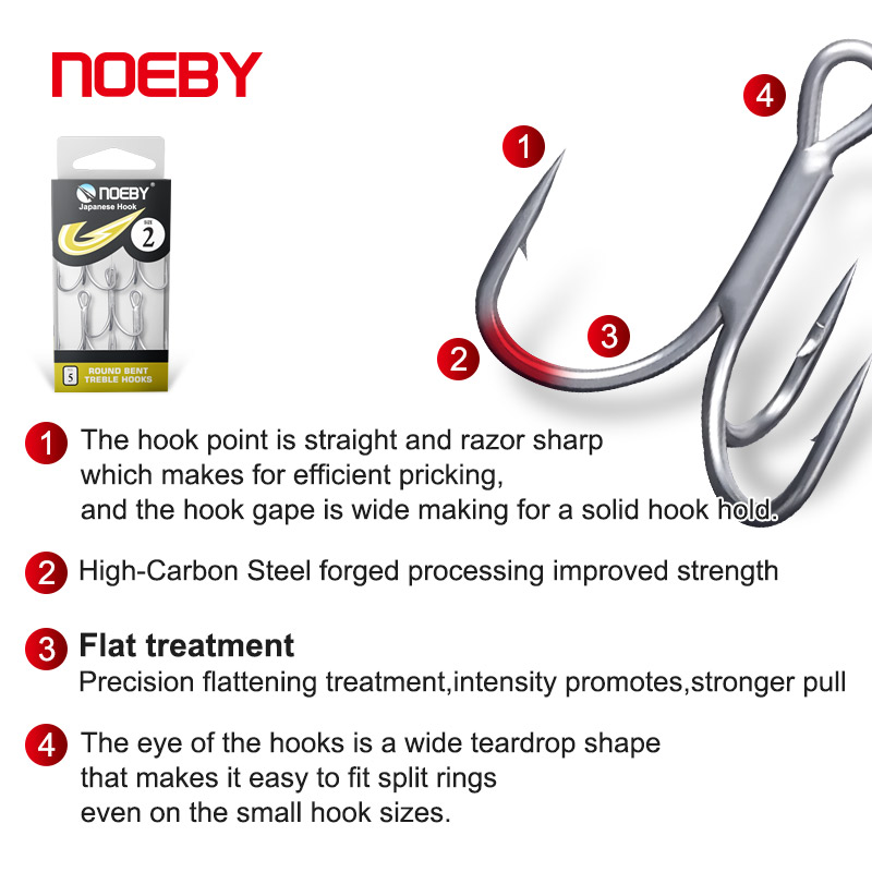 ノエビー高炭素鋼釣り針、丸型ベント、トリプルフック、釣り道具 - Fishing Hook Offset のレビューと価格