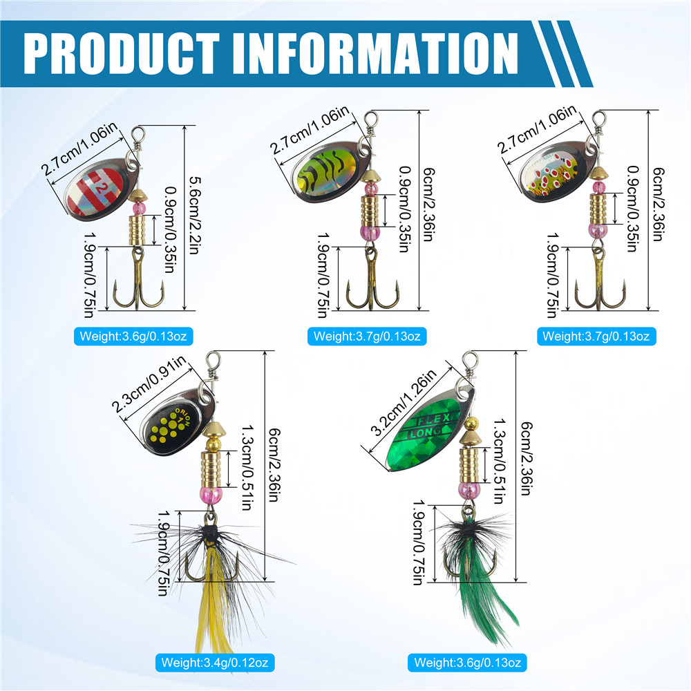 スピナーフィッシングルアー、パイクトラウトサーモンバス用フェ - Fishing Hook Treble のレビューと価格